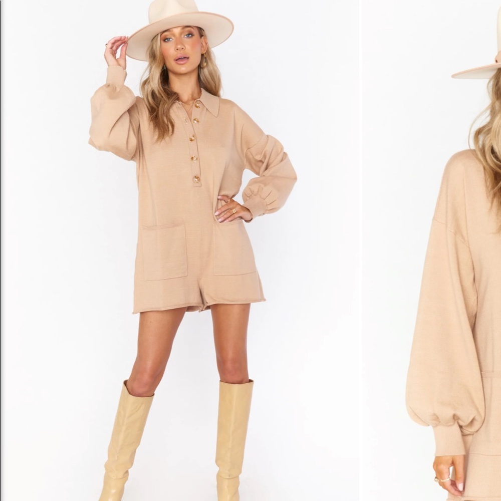Show Me Your Mumu - Gianni Romper in Camel Knit